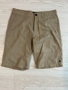 O'Neill Men's Khaki Plaid Flat Front Shorts